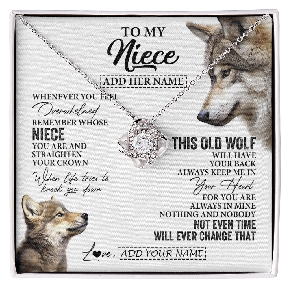 Love Knot Necklace 14K White Gold Finish | 1 | Personalized To My Niece Gifts Necklace From Aunt Uncle Whenever Wolf Unique Birthday Gifts For Niece Graduation Christmas Custom Gift Box Message Card | https://siriusteestore.