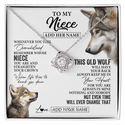 Love Knot Necklace 14K White Gold Finish | 1 | Personalized To My Niece Gifts Necklace From Aunt Uncle Whenever Wolf Unique Birthday Gifts For Niece Graduation Christmas Custom Gift Box Message Card | https://siriusteestore.
