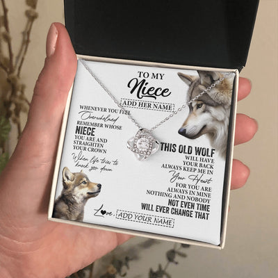Love Knot Necklace 14K White Gold Finish | 2 | Personalized To My Niece Gifts Necklace From Aunt Uncle Whenever Wolf Unique Birthday Gifts For Niece Graduation Christmas Custom Gift Box Message Card | https://siriusteestore.