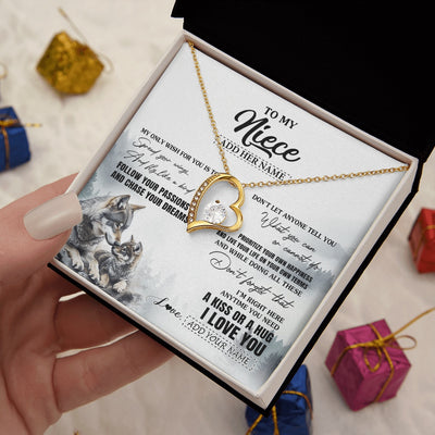 Forever Love Necklace 18K Yellow Gold Finish | 2 | Personalized To My Niece Gifts Necklace From Aunt Uncle Wolf My Only Wish For You Niece Birthday Gifts Graduation Christmas Customized Gift Box Message Card | https://siriusteestore.