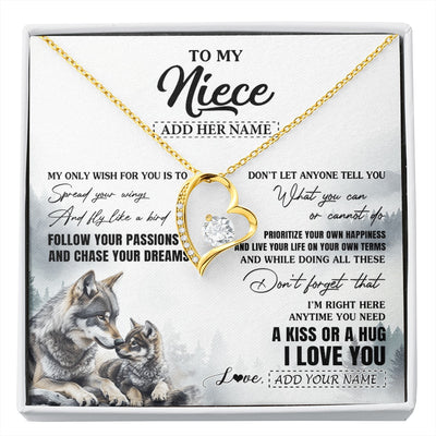 Forever Love Necklace 18K Yellow Gold Finish | 1 | Personalized To My Niece Gifts Necklace From Aunt Uncle Wolf My Only Wish For You Niece Birthday Gifts Graduation Christmas Customized Gift Box Message Card | https://siriusteestore.