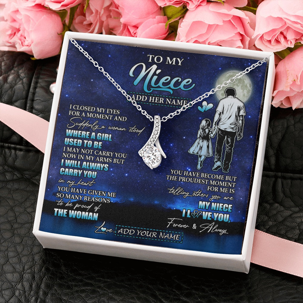 Alluring Beauty Necklace 14K White Gold Finish | 2 | Personalized To My Niece Gifts Necklace From Uncle I Closed My Eyes For A Moment Niece Birthday Graduation Christmas Customized Gift Box Message Card | siriusteestore.myshopify