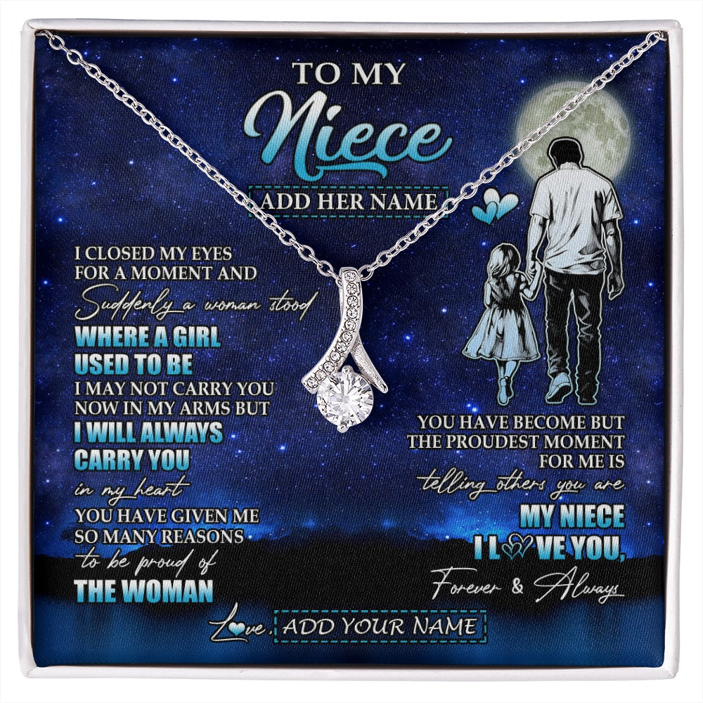 Alluring Beauty Necklace 14K White Gold Finish | 1 | Personalized To My Niece Gifts Necklace From Uncle I Closed My Eyes For A Moment Niece Birthday Graduation Christmas Customized Gift Box Message Card | siriusteestore.myshopify