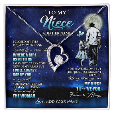 Forever Love Necklace 14K White Gold Finish | 1 | Personalized To My Niece Gifts Necklace From Uncle I Closed My Eyes For A Moment Niece Birthday Graduation Christmas Customized Gift Box Message Card | siriusteestore.myshopify