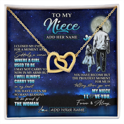 Interlocking Hearts Necklace 18K Yellow Gold Finish | 1 | Personalized To My Niece Gifts Necklace From Uncle I Closed My Eyes For A Moment Niece Birthday Graduation Christmas Customized Gift Box Message Card | siriusteestore.myshopify