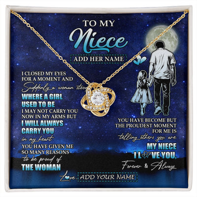 Love Knot Necklace 18K Yellow Gold Finish | 1 | Personalized To My Niece Gifts Necklace From Uncle I Closed My Eyes For A Moment Niece Birthday Graduation Christmas Customized Gift Box Message Card | siriusteestore.myshopify