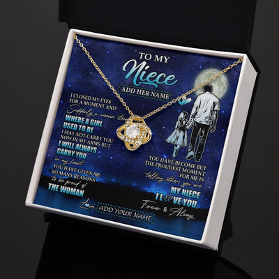 Love Knot Necklace 18K Yellow Gold Finish | 2 | Personalized To My Niece Gifts Necklace From Uncle I Closed My Eyes For A Moment Niece Birthday Graduation Christmas Customized Gift Box Message Card | siriusteestore.myshopify