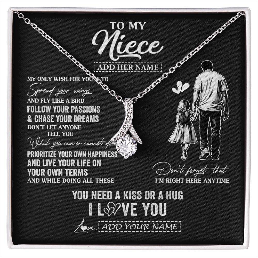 Alluring Beauty Necklace 14K White Gold Finish | 1 | Personalized To My Niece Gifts Necklace From Uncle My Only Wish For You Niece Birthday Gifts Graduation Christmas Customized Gift Box Message Card | siriusteestore.myshopify