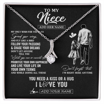 Alluring Beauty Necklace 14K White Gold Finish | 1 | Personalized To My Niece Gifts Necklace From Uncle My Only Wish For You Niece Birthday Gifts Graduation Christmas Customized Gift Box Message Card | siriusteestore.myshopify