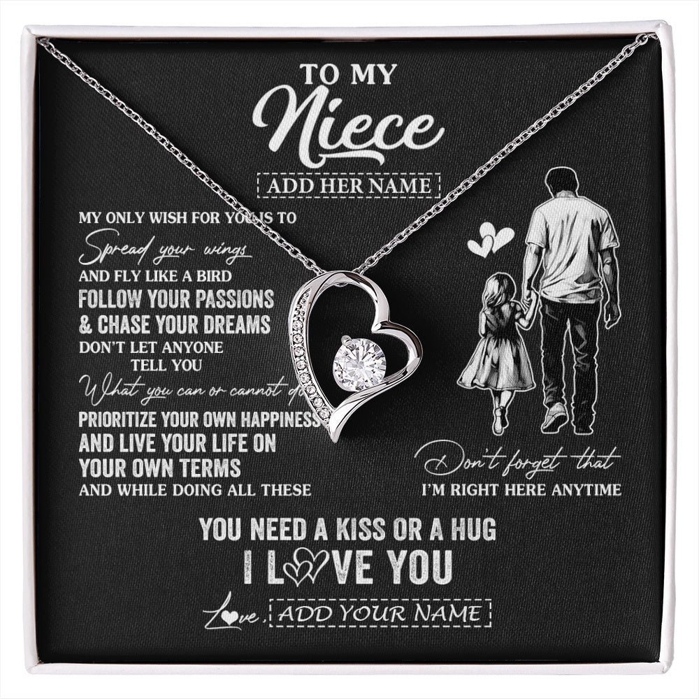 Forever Love Necklace 14K White Gold Finish | 1 | Personalized To My Niece Gifts Necklace From Uncle My Only Wish For You Niece Birthday Gifts Graduation Christmas Customized Gift Box Message Card | siriusteestore.myshopify