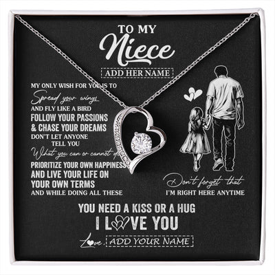 Forever Love Necklace 14K White Gold Finish | 1 | Personalized To My Niece Gifts Necklace From Uncle My Only Wish For You Niece Birthday Gifts Graduation Christmas Customized Gift Box Message Card | siriusteestore.myshopify