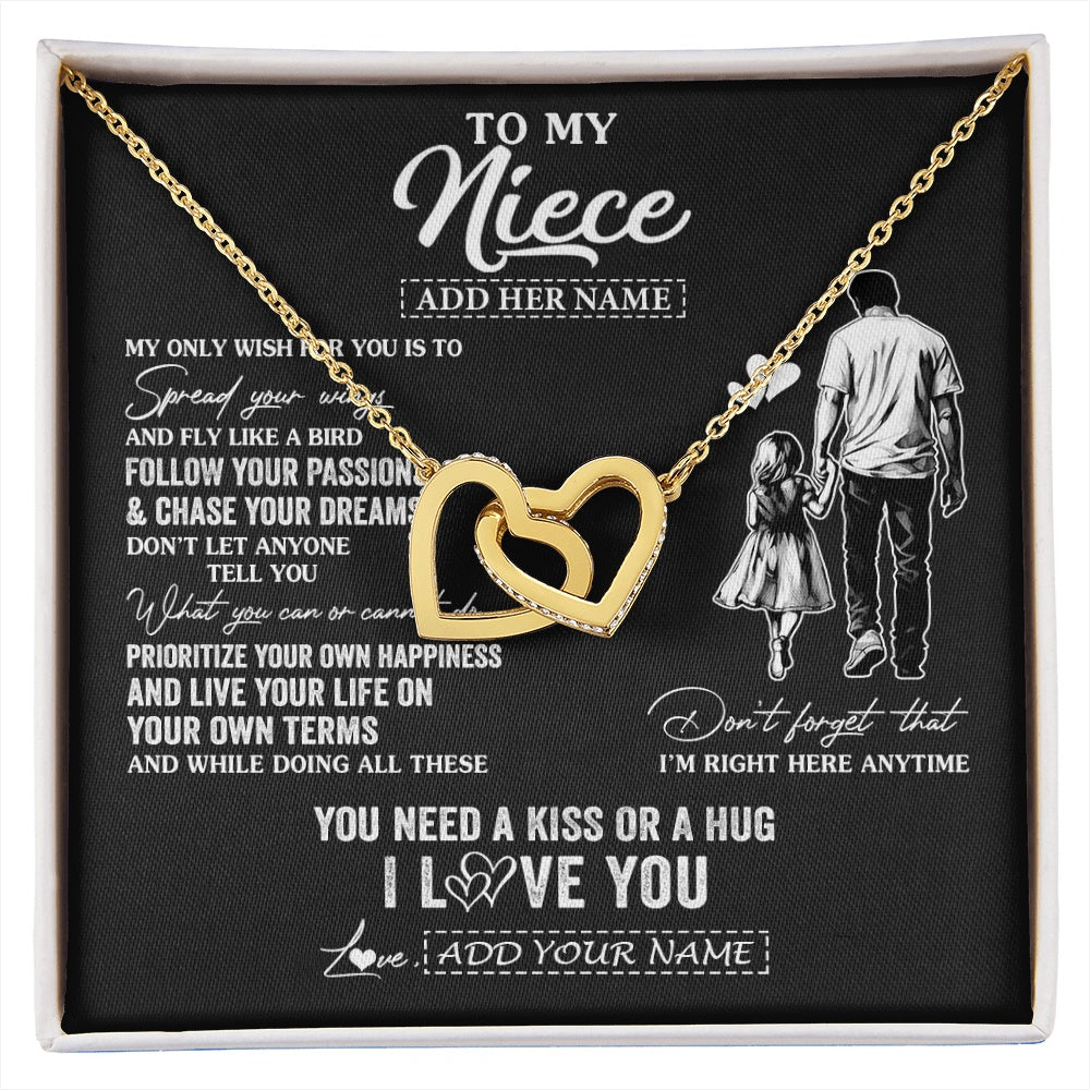 Interlocking Hearts Necklace 18K Yellow Gold Finish | 1 | Personalized To My Niece Gifts Necklace From Uncle My Only Wish For You Niece Birthday Gifts Graduation Christmas Customized Gift Box Message Card | siriusteestore.myshopify