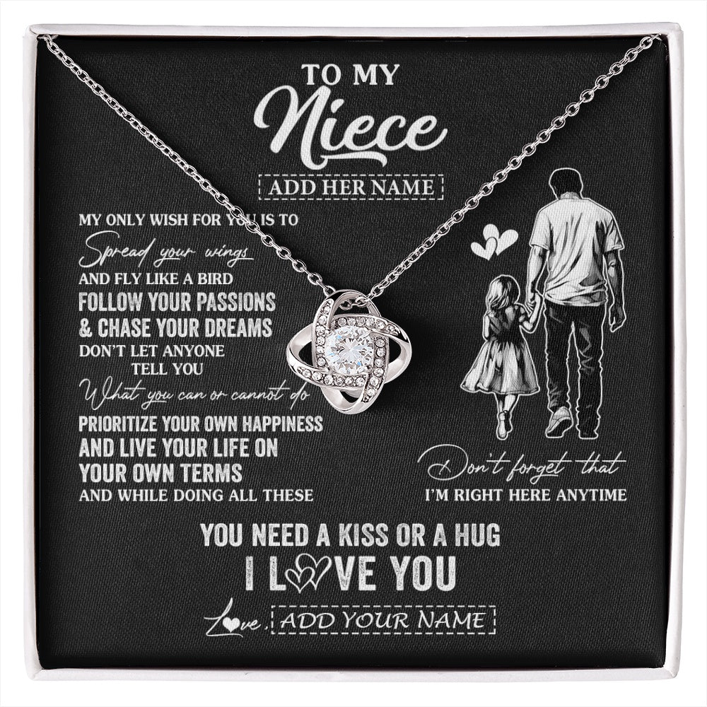 Love Knot Necklace 14K White Gold Finish | 1 | Personalized To My Niece Gifts Necklace From Uncle My Only Wish For You Niece Birthday Gifts Graduation Christmas Customized Gift Box Message Card | siriusteestore.myshopify