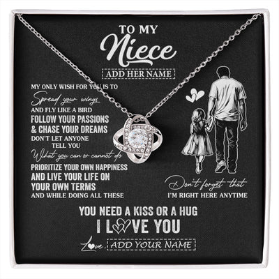 Love Knot Necklace 14K White Gold Finish | 1 | Personalized To My Niece Gifts Necklace From Uncle My Only Wish For You Niece Birthday Gifts Graduation Christmas Customized Gift Box Message Card | siriusteestore.myshopify