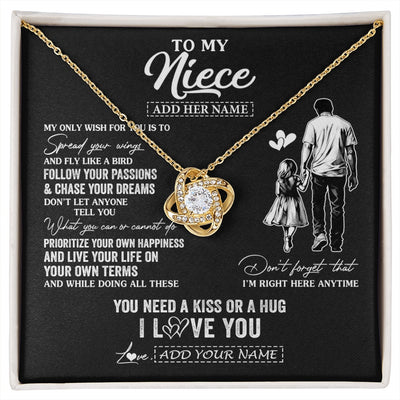 Love Knot Necklace 18K Yellow Gold Finish | 1 | Personalized To My Niece Gifts Necklace From Uncle My Only Wish For You Niece Birthday Gifts Graduation Christmas Customized Gift Box Message Card | siriusteestore.myshopify