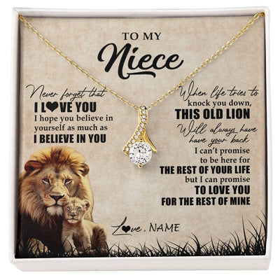 Alluring Beauty Necklace 18K Yellow Gold Finish | Personalized To My Niece Gifts Necklace From Uncle Old Lion Niece Jewelry Birthday Gifts Graduation Christmas Customized Gift Box Message Card | siriusteestore