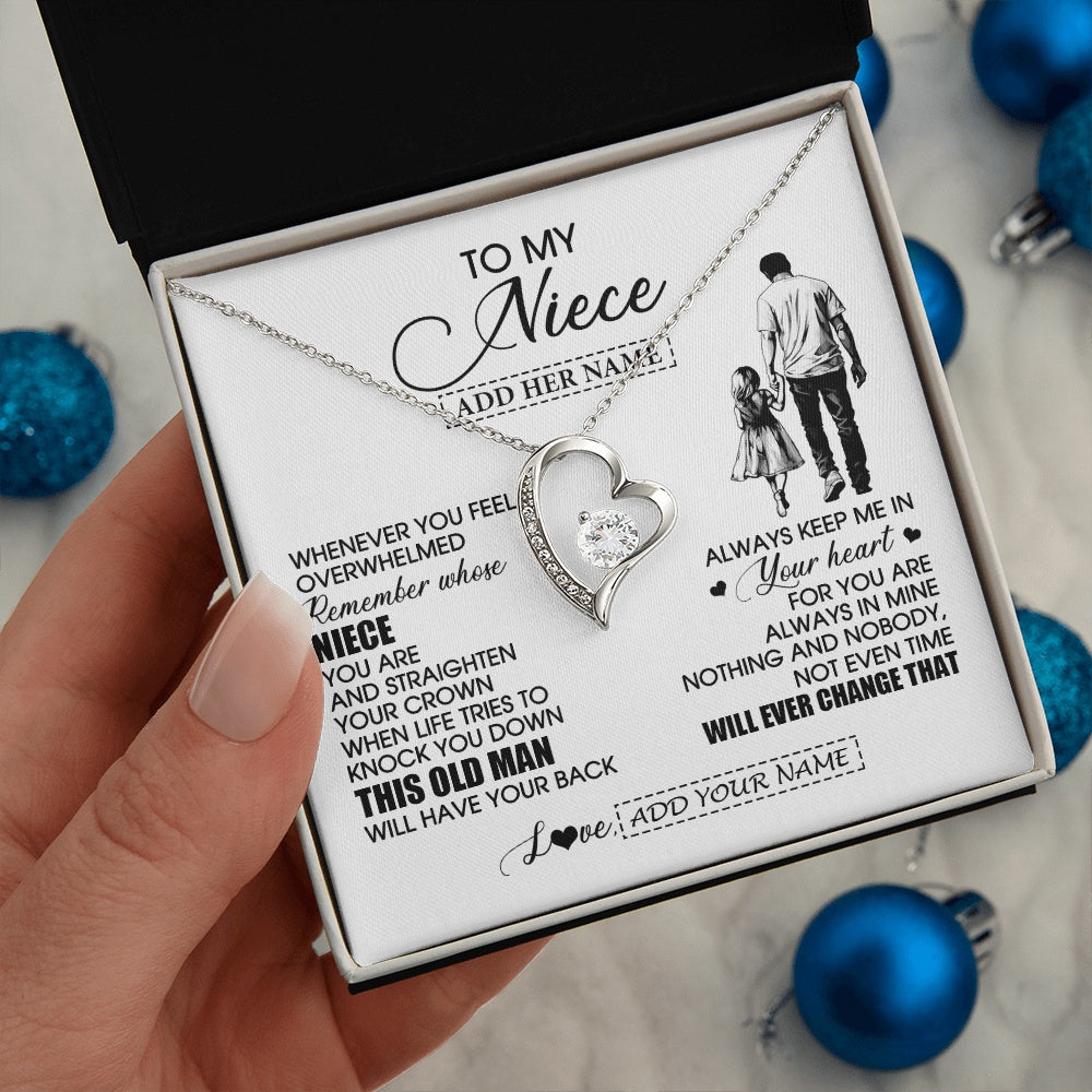 Forever Love Necklace 14K White Gold Finish | 2 | Personalized To My Niece Gifts Necklace From Uncle Whenever Man Unique Birthday Gifts For Niece Graduation Christmas Customized Gift Box Message Card | siriusteestore.myshopify