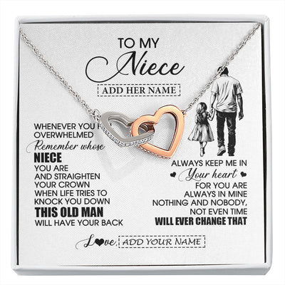 Interlocking Hearts Necklace Stainless Steel & Rose Gold Finish | 1 | Personalized To My Niece Gifts Necklace From Uncle Whenever Man Unique Birthday Gifts For Niece Graduation Christmas Customized Gift Box Message Card | siriusteestore.myshopify