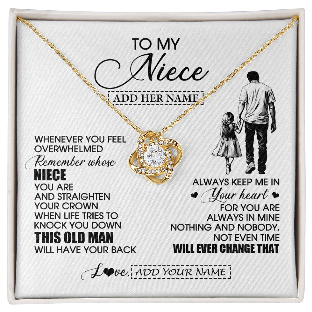 Love Knot Necklace 18K Yellow Gold Finish | 1 | Personalized To My Niece Gifts Necklace From Uncle Whenever Man Unique Birthday Gifts For Niece Graduation Christmas Customized Gift Box Message Card | siriusteestore.myshopify