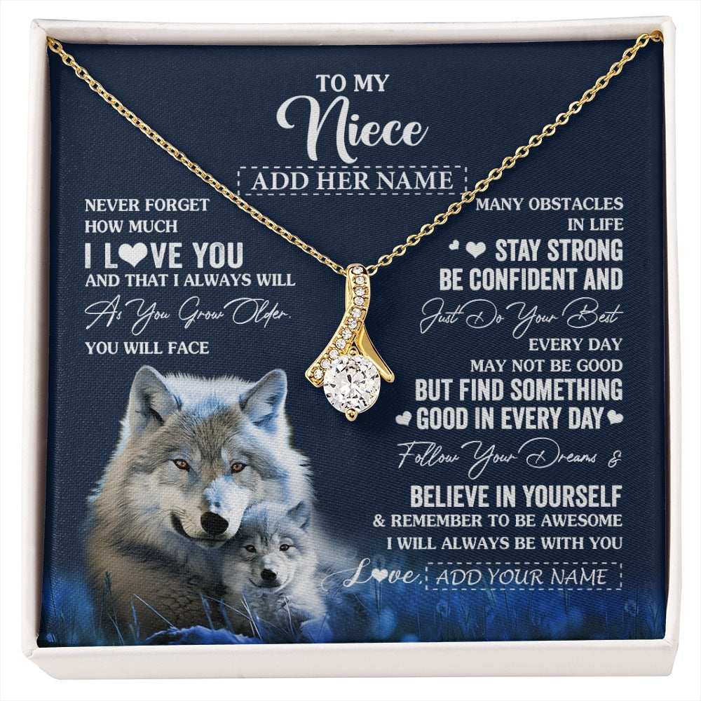 Alluring Beauty Necklace 18K Yellow Gold Finish | 1 | Personalized To My Niece I Love You Forever Necklace From Aunt Auntie Uncle Wolf Niece Birthday Gifts Graduation Christmas Customized Gift Box Message Card | siriusteestore.myshopify
