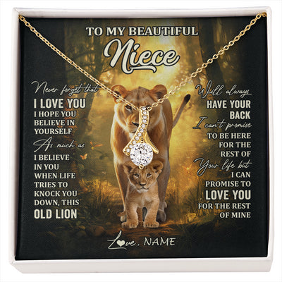 Alluring Beauty Necklace 18K Yellow Gold Finish | 1 | Personalized To My Niece Lion Necklace From Aunt Auntie Never Forget That I Love You Niece Birthday Graduation Christmas Customized Gift Box Message Card | siriusteestore