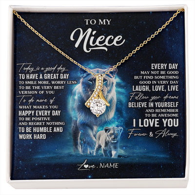 Alluring Beauty Necklace 18K Yellow Gold Finish | 1 | Personalized To My Niece Lion Necklace From Aunt Auntie Today Is A Good Day Niece Gifts Birthday Jewelry Graduation Christmas Customized Gift Box Message Card | siriusteestore