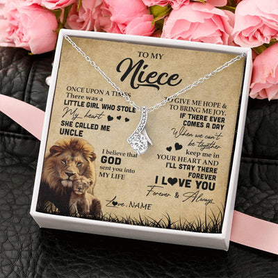Alluring Beauty Necklace | Personalized To My Niece Lion Necklace From Uncle I'll Stay There Forever Niece Birthday Graduation Christmas Customized Gift Box Message Card | siriusteestore