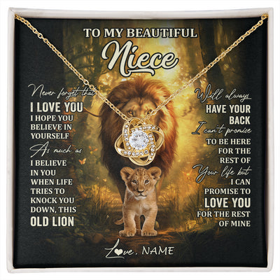 Love Knot Necklace 18K Yellow Gold Finish | 1 | Personalized To My Niece Lion Necklace From Uncle Never Forget That I Love You Niece Birthday Gifts Graduation Christmas Customized Gift Box Message Card | siriusteestore