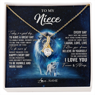 Alluring Beauty Necklace 18K Yellow Gold Finish | 1 | Personalized To My Niece Lion Necklace From Uncle Today Is A Good Day Niece Gifts Birthday Jewelry Graduation Christmas Customized Gift Box Message Card | siriusteestore