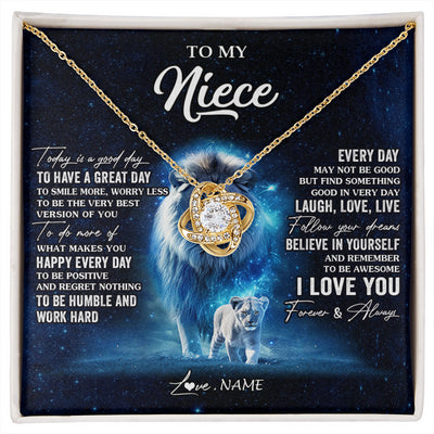 Love Knot Necklace 18K Yellow Gold Finish | 1 | Personalized To My Niece Lion Necklace From Uncle Today Is A Good Day Niece Gifts Birthday Jewelry Graduation Christmas Customized Gift Box Message Card | siriusteestore