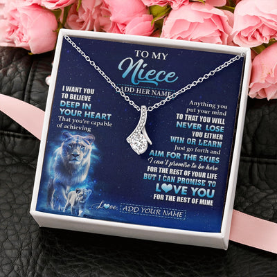 Alluring Beauty Necklace 14K White Gold Finish | 2 | Personalized To My Niece Necklace From Aunt Auntie Believe Your Heart Niece Gift Birthday Graduation Christmas Customized Gift Box Message Card | siriusteestore.myshopify