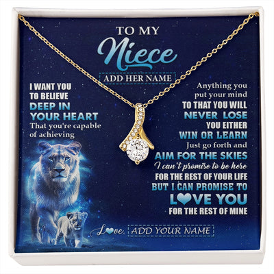 Alluring Beauty Necklace 18K Yellow Gold Finish | 1 | Personalized To My Niece Necklace From Aunt Auntie Believe Your Heart Niece Gift Birthday Graduation Christmas Customized Gift Box Message Card | siriusteestore.myshopify