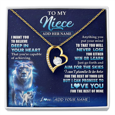 Forever Love Necklace 18K Yellow Gold Finish | 1 | Personalized To My Niece Necklace From Aunt Auntie Believe Your Heart Niece Gift Birthday Graduation Christmas Customized Gift Box Message Card | siriusteestore.myshopify