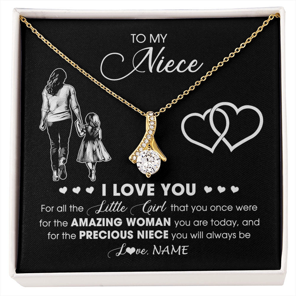 Alluring Beauty Necklace 18K Yellow Gold Finish | 1 | Personalized To My Niece Necklace From Aunt Auntie I Love You Little Girl Niece Birthday Graduation Christmas Jewelry Customized Gift Box Message Card | siriusteestore