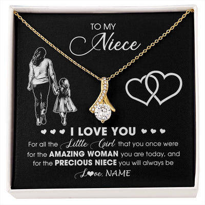 Alluring Beauty Necklace 18K Yellow Gold Finish | 1 | Personalized To My Niece Necklace From Aunt Auntie I Love You Little Girl Niece Birthday Graduation Christmas Jewelry Customized Gift Box Message Card | siriusteestore