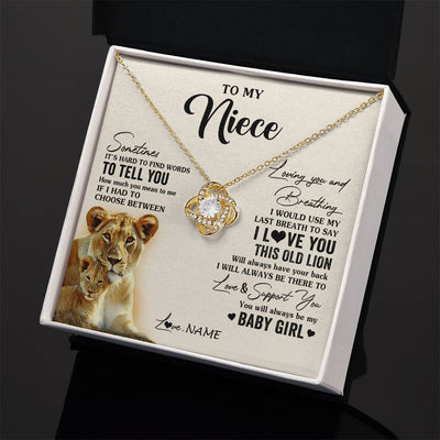 Love Knot Necklace 18K Yellow Gold Finish | 2 | Personalized To My Niece Necklace From Aunt Auntie I Love You This Old Lion Niece Birthday Graduation Christmas Jewelry Customized Gift Box Message Card | siriusteestore