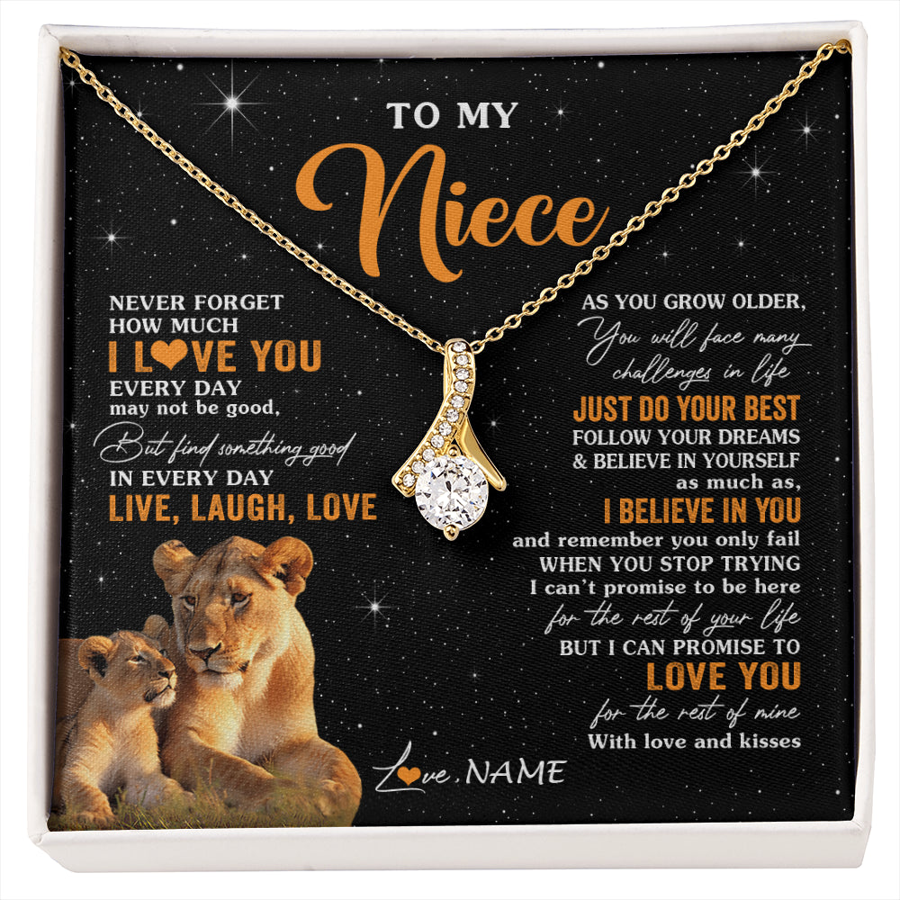 Alluring Beauty Necklace 18K Yellow Gold Finish | 1 | Personalized To My Niece Necklace From Aunt Auntie Live Laugh Love Lion Niece Birthday Gifts Positive Graduation Christmas Customized Gift Box Message Card | siriusteestore