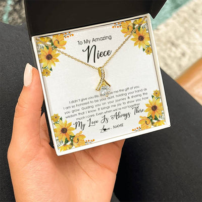 Alluring Beauty Necklace 18K Yellow Gold Finish | Personalized To My Niece Necklace From Aunt Auntie My Love Is Always There Niece Birthday Christmas Graduation Customized Gift Box Message Card | siriusteestore