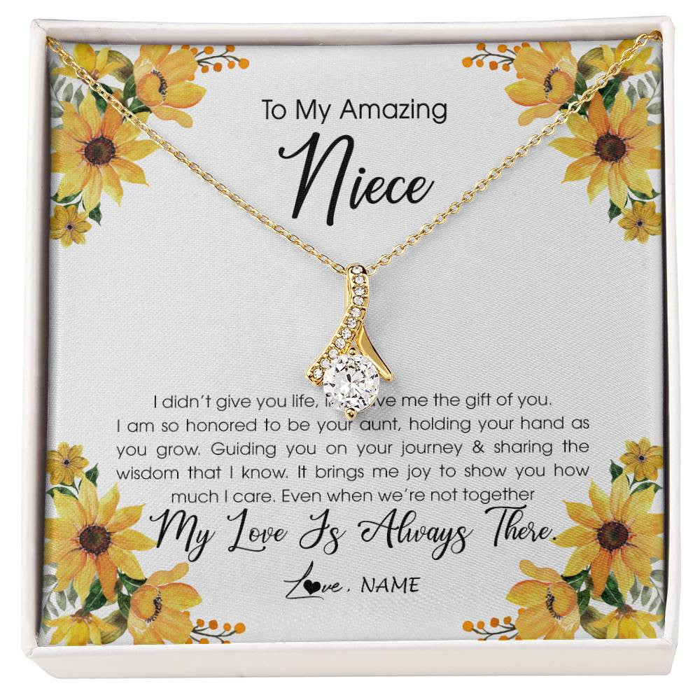 Alluring Beauty Necklace 18K Yellow Gold Finish | Personalized To My Niece Necklace From Aunt Auntie My Love Is Always There Niece Birthday Christmas Graduation Customized Gift Box Message Card | siriusteestore