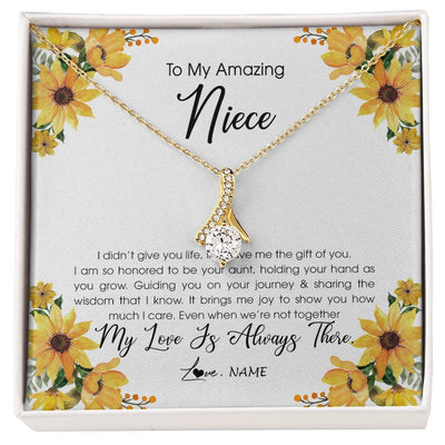 Alluring Beauty Necklace 18K Yellow Gold Finish | Personalized To My Niece Necklace From Aunt Auntie My Love Is Always There Niece Birthday Christmas Graduation Customized Gift Box Message Card | siriusteestore