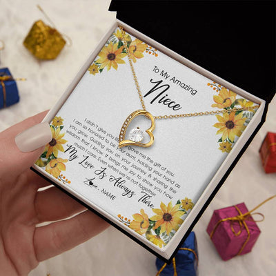 Forever Love Necklace 18K Yellow Gold Finish | Personalized To My Niece Necklace From Aunt Auntie My Love Is Always There Niece Birthday Christmas Graduation Customized Gift Box Message Card | siriusteestore