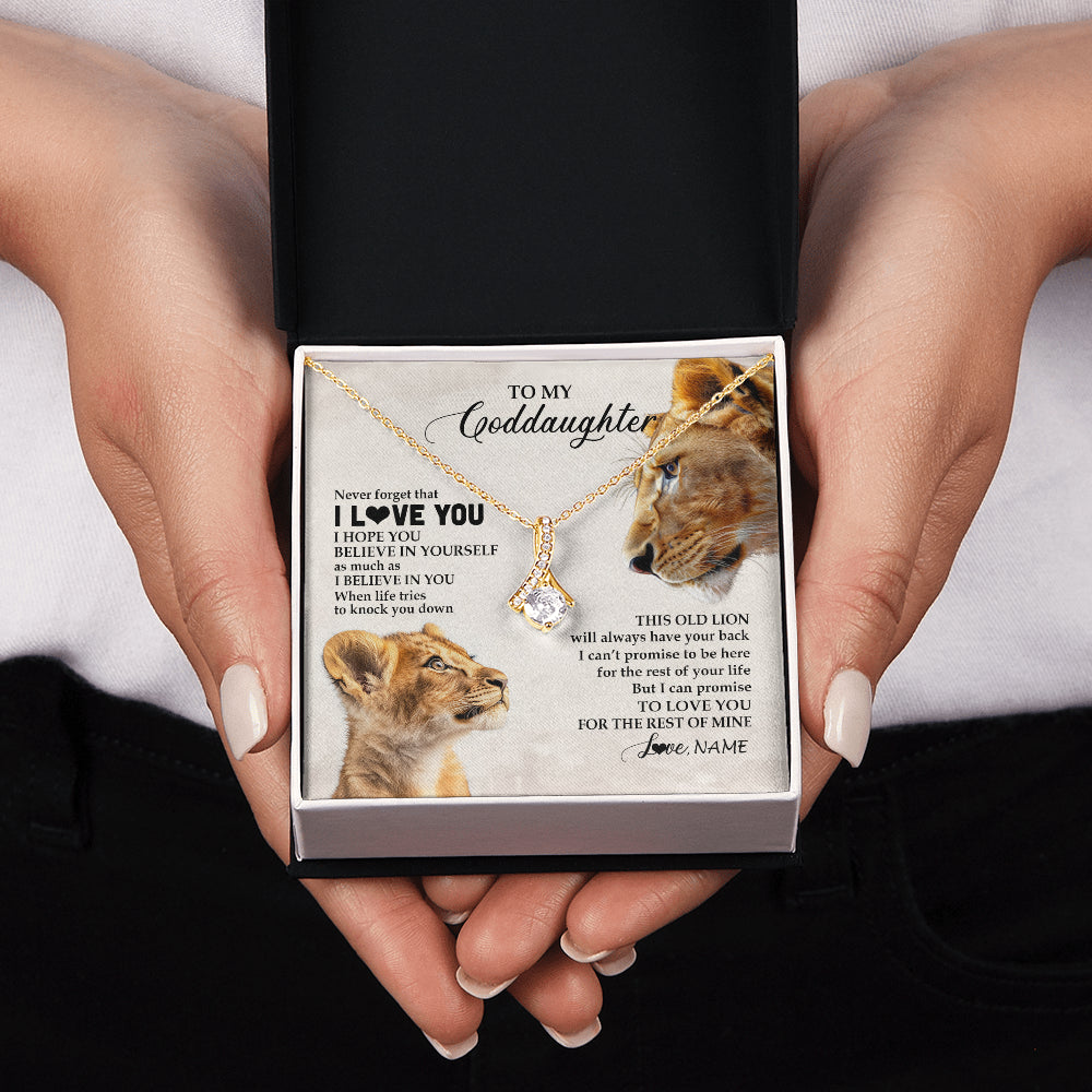 Alluring Beauty Necklace 18K Yellow Gold Finish | 2 | Personalized To My Niece Necklace From Aunt Auntie Never Forget I Love You Lion Niece Birthday Graduation Christmas Customized Message Card | siriusteestore