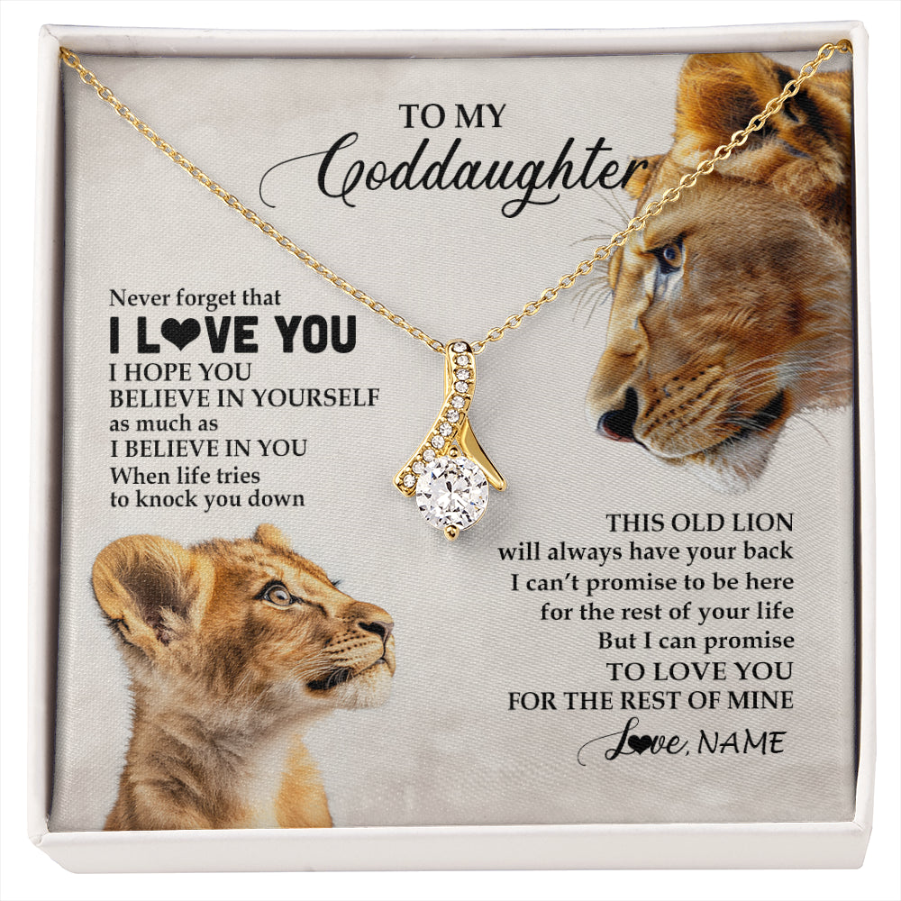 Alluring Beauty Necklace 18K Yellow Gold Finish | 1 | Personalized To My Niece Necklace From Aunt Auntie Never Forget I Love You Lion Niece Birthday Graduation Christmas Customized Message Card | siriusteestore