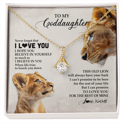 Alluring Beauty Necklace 18K Yellow Gold Finish | 1 | Personalized To My Niece Necklace From Aunt Auntie Never Forget I Love You Lion Niece Birthday Graduation Christmas Customized Message Card | siriusteestore