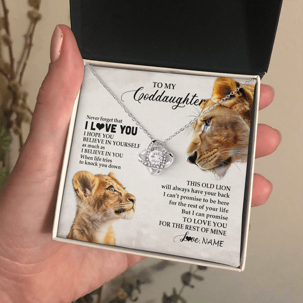 Love Knot Necklace 14K White Gold Finish | 2 | Personalized To My Niece Necklace From Aunt Auntie Never Forget I Love You Lion Niece Birthday Graduation Christmas Customized Message Card | siriusteestore