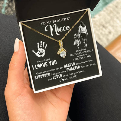 Alluring Beauty Necklace 18K Yellow Gold Finish | 2 | Personalized To My Niece Necklace From Aunt Auntie Never Forget I Love You Niece Birthday Gifts Christmas New Year Graduation Customized Gift Box Message Card | siriusteestore