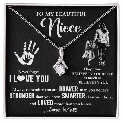 Alluring Beauty Necklace 14K White Gold Finish | 1 | Personalized To My Niece Necklace From Aunt Auntie Never Forget I Love You Niece Birthday Gifts Christmas New Year Graduation Customized Gift Box Message Card | siriusteestore