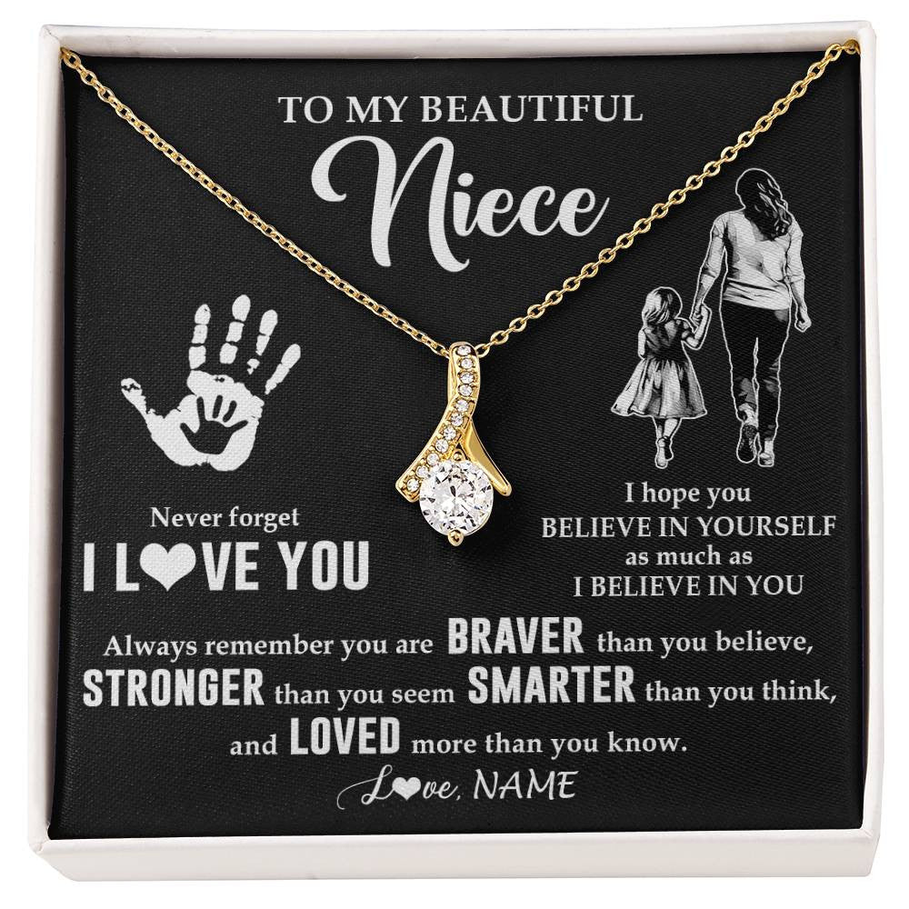 Alluring Beauty Necklace 18K Yellow Gold Finish | 1 | Personalized To My Niece Necklace From Aunt Auntie Never Forget I Love You Niece Birthday Gifts Christmas New Year Graduation Customized Gift Box Message Card | siriusteestore