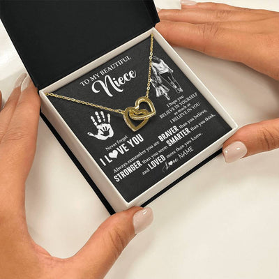 Interlocking Hearts Necklace 18K Yellow Gold Finish | 2 | Personalized To My Niece Necklace From Aunt Auntie Never Forget I Love You Niece Birthday Gifts Christmas New Year Graduation Customized Gift Box Message Card | siriusteestore