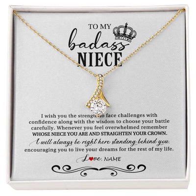 Alluring Beauty Necklace 18K Yellow Gold Finish | Personalized To My Niece Necklace From Aunt Auntie Uncle Wish You The Strength Niece Birthday Christmas Graduation Jewelry Customized Gift Box Message Card | siriusteestore